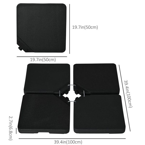 Outsunny 4 Umbrella Base Stand Weight Set - Black