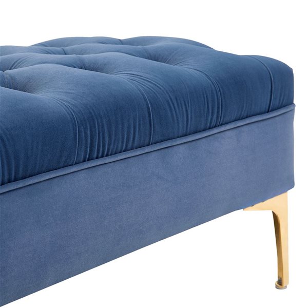 HomCom Ottoman Blue Velvet Fabric Modern Storage Bench