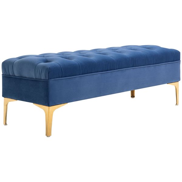 Banquette pouf HomCom moderne en tissu de velours bleu