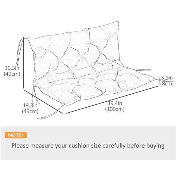 Outsunny 2-Seater Garden Bench Dark Blue Thick Upholstered Cushion with Backrest