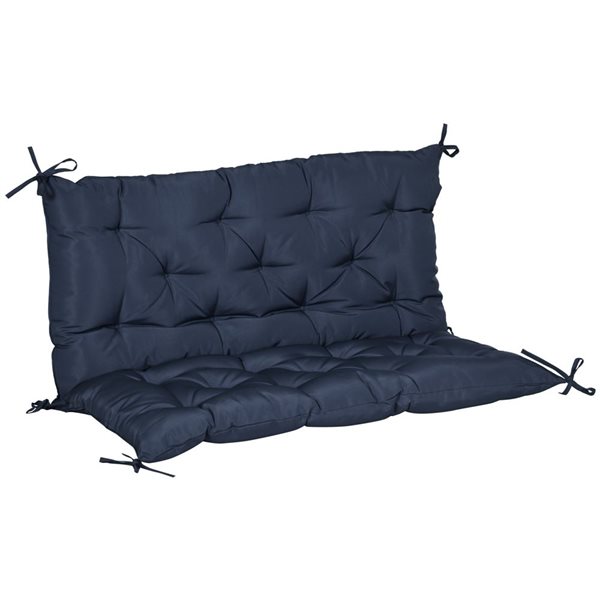 Outsunny 2 Seater Garden Bench Dark Blue Thick Upholstered Cushion with Backrest 84B 137V00DB RONA