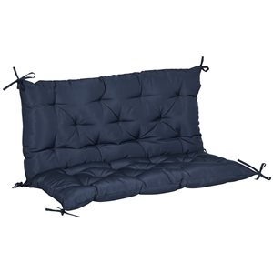 Outsunny 2-Seater Garden Bench Dark Blue Thick Upholstered Cushion with Backrest