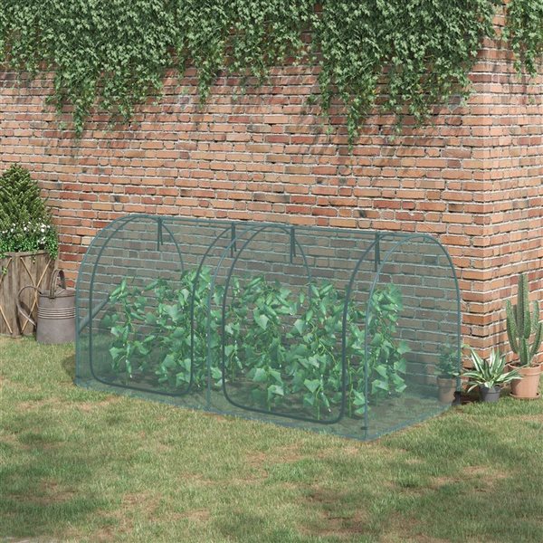 Outsunny 8 x 4-ft Crop Cage Plant Protection Tent with Zippered Doors