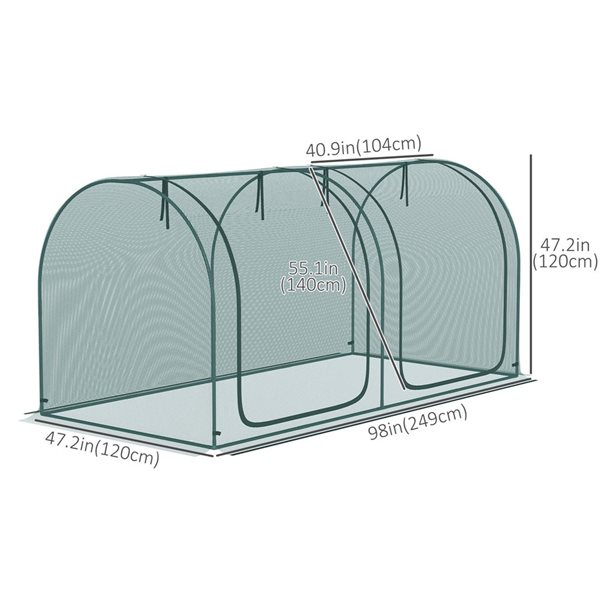Outsunny 8 x 4-ft Crop Cage Plant Protection Tent with Zippered Doors