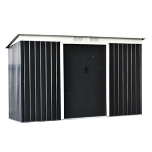 Outsunny 9 x 4-ft Dark Grey Galvanized Steel Garden Storage Shed with Sliding Doors