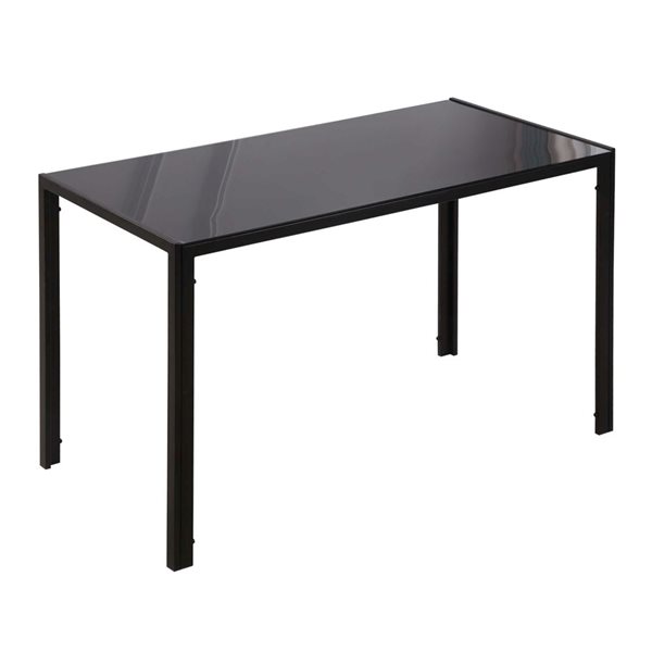 Homcom Black Rectangular Tempered Glass Dining Table with Metal Legs