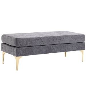 Banquette de pied de lit Homcom gris à 2 coussins superposés et pattes métalliques