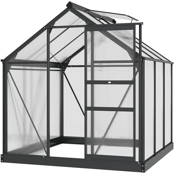 Outsunny Aluminum/Polycarbonate Grey Frame Walk-In Garden Hot Greenhouse - 6.6-ft H x 6.2-ft L