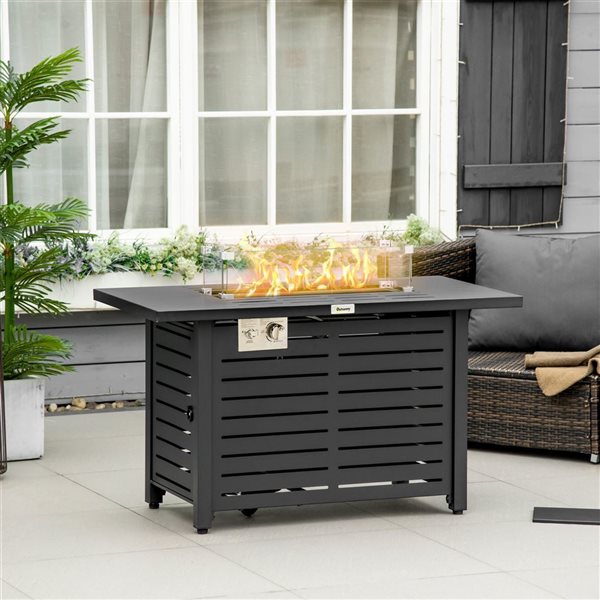 Outsunny 43-in 50,000 BTU Propane Gas Outdoor Fire Pit Table