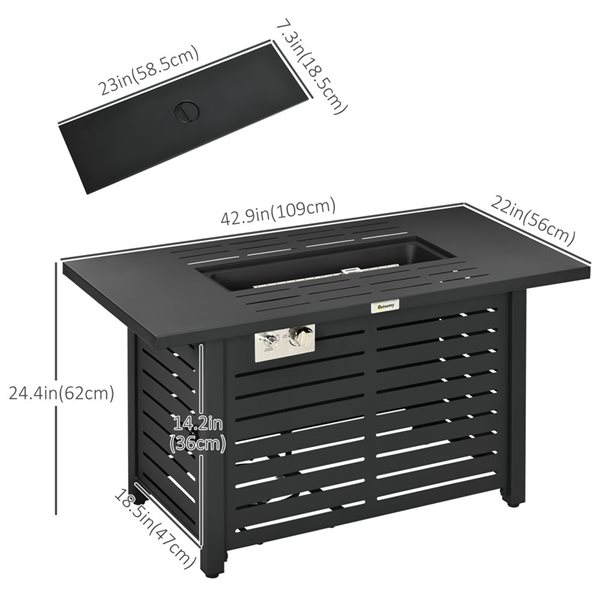 Outsunny 43-in 50,000 BTU Propane Gas Outdoor Fire Pit Table