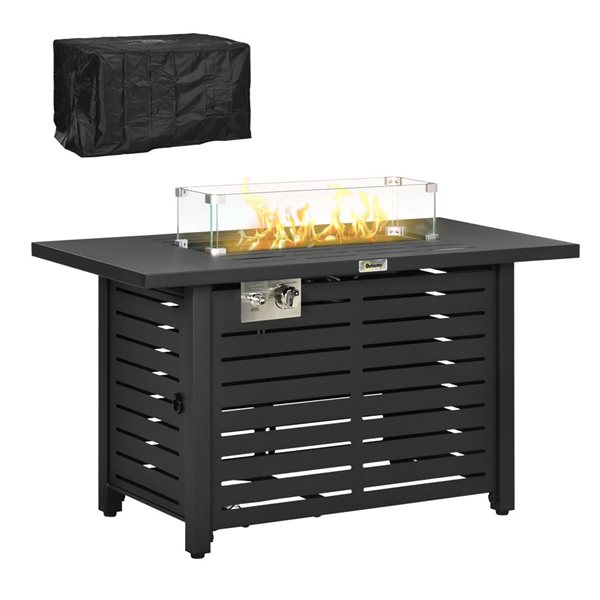 Outsunny 43-in 50,000 BTU Propane Gas Outdoor Fire Pit Table