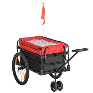 Chariot de transport multi-usage rouge/noir en acier de Aosom 25,25 W x 51,25 D x 40,5 po