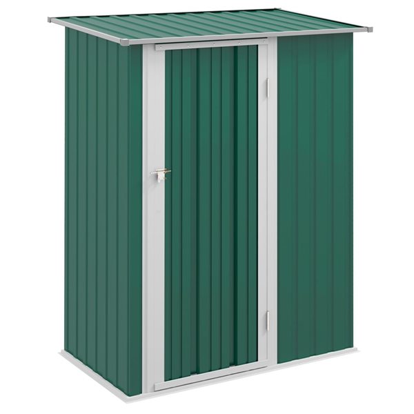 Outsunny 5 x 3-ft Green Galvanized Steel Garden Outdoor Storage Shed with Sloped Roof