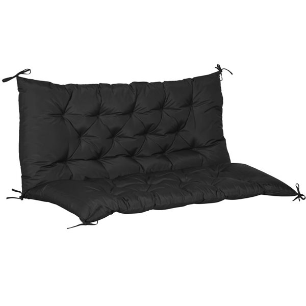 Image of Outsunny | 2-Seater Garden Bench Black Thick Upholstered Cushion With Backrest | Rona