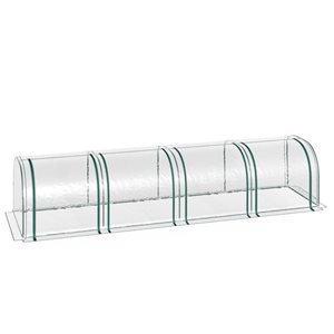 Serre tunnel portable Outsunny en PVC/fer avec 4 portes à fermeture à glissière, 2,6 pi h. x 13 pi L.