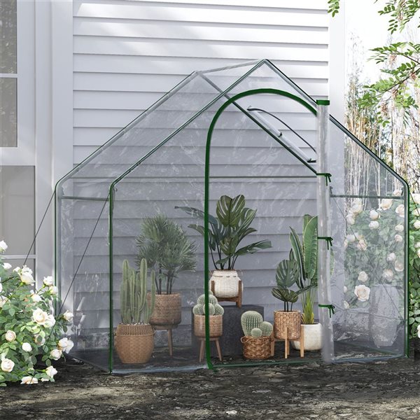 Outsunny Polyethylene/Iron Portable Garden Mini Greenhouse - 5.5-ft H x 5.9-ft L