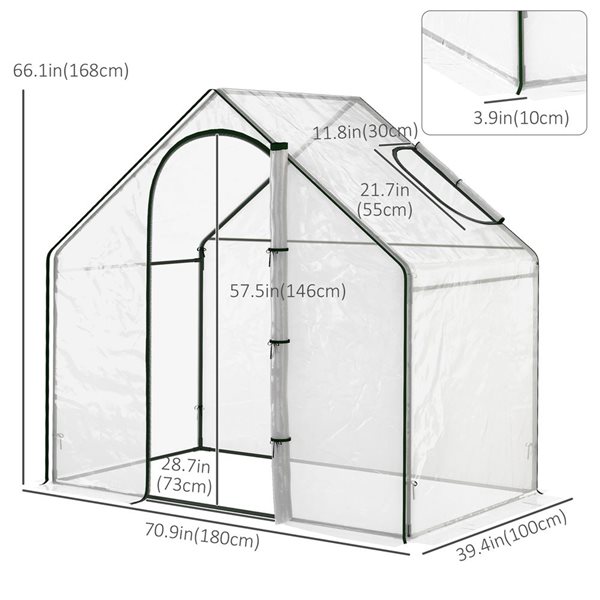 Outsunny Polyethylene/Iron Portable Garden Mini Greenhouse - 5.5-ft H x 5.9-ft L