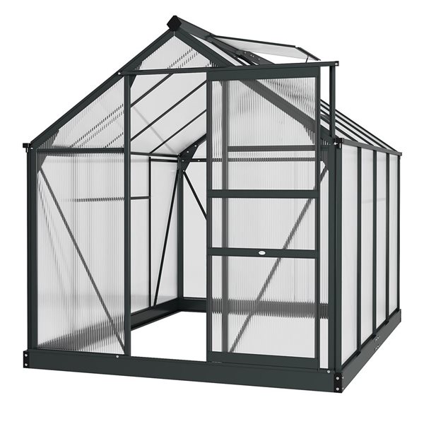 Outsunny Aluminum/Polycarbonate Walk-In Garden Hot Greenhouse - 6.6-ft H x 6.2-ft L