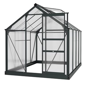 Serre de jardin plain-pied Outsunny chaude en aluminium/polycarbonate, 6,6 pi h. x 6,2 pi L.