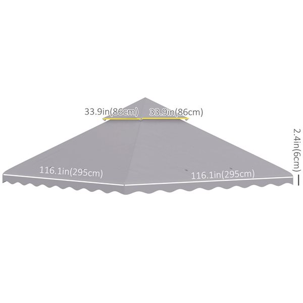 Outsunny 10 x 10-ft Grey Gazebo Replacement 2-Tier Canopy Cover 84C ...