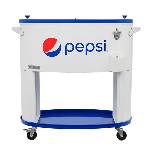 Glacière de terrasse ovale Permasteel Blanche avec logo PEPSI 80 pintes