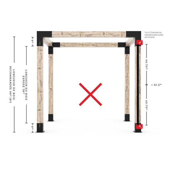 Toja Grid U Channel Privacy Metal Brackets for 4 x 4 Wood Posts - 2-Pack