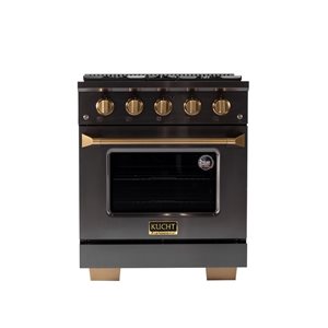 Cuisinière commerciale biénergie KEG Gemston de KUCHT 30 po 4 brûleurs four convection 4,2 pi³, acier inoxydable noir