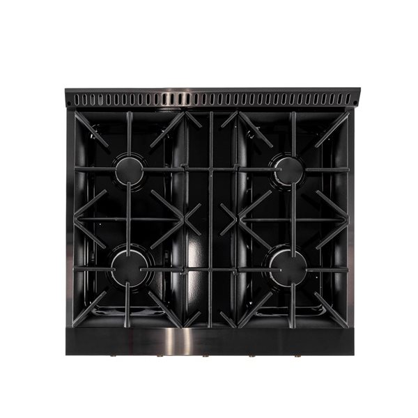 Cuisinière commerciale biénergie KEG Gemston de KUCHT 30 po 4 brûleurs four convection 4,2 pi³, acier inoxydable noir