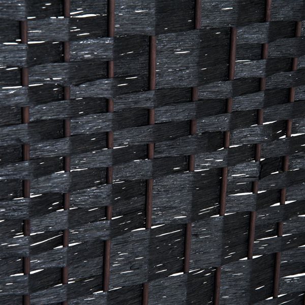 HOMCOM 17.7-in x 70.9-in Black Double Hinged Woven Wicker Room Divider and Privacy Screens