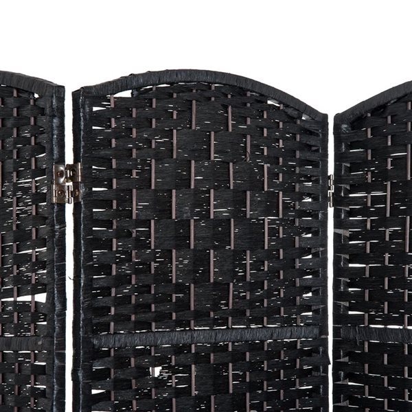 HOMCOM 17.7-in x 70.9-in Black Double Hinged Woven Wicker Room Divider and Privacy Screens