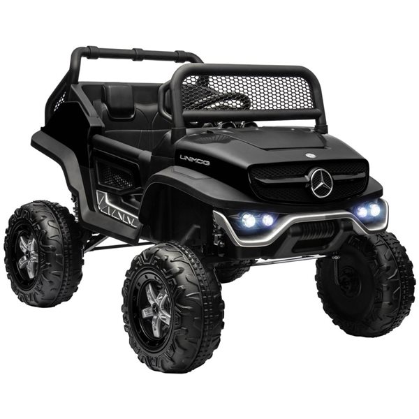 Aosom Black 12V Licensed Mercedes-Benz Unimog Ride on Truck with Remote Control