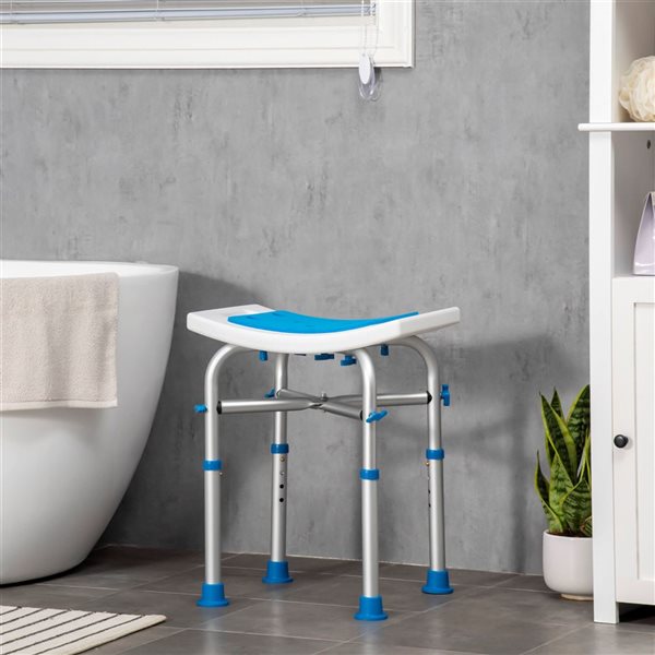 HomCom Shower Chair with 4 Level Adjustable Height and Padded Bath Seat