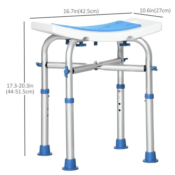 HomCom Shower Chair with 4 Level Adjustable Height and Padded Bath Seat