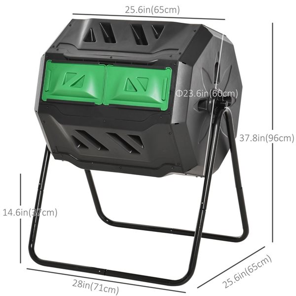 Outsunny Dual Chamber 360° Rotating Outdoor Composter Bin