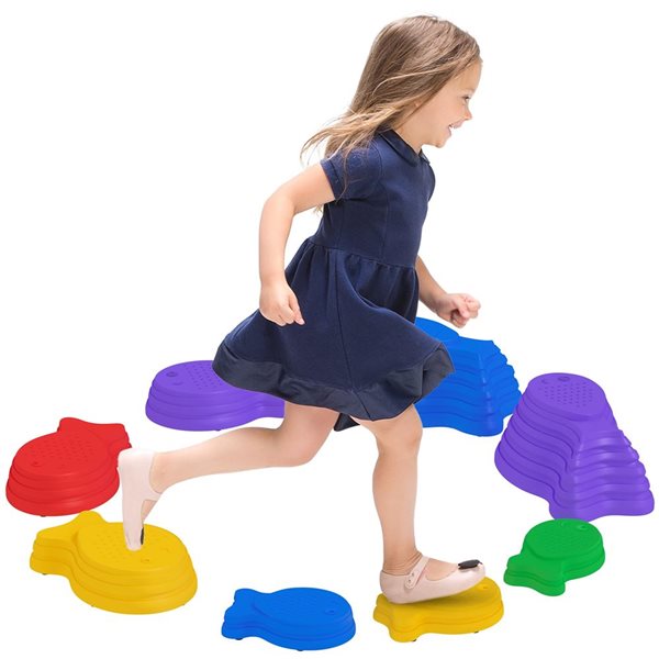 Outsunny 8-Piece Indoor and Outdoor Kid Anti-slip Stepping Stones Obstacle Courses