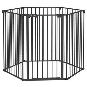 PawHut 48-in 6-Panel Black Foldable Metal Dog Playpen with Door