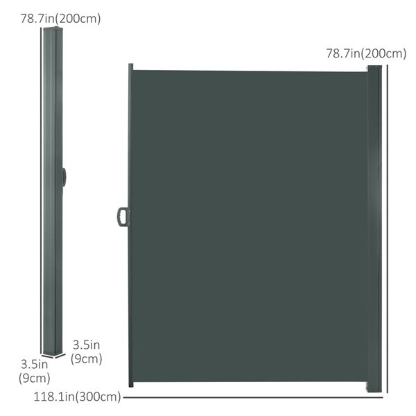 Outsunny 118-in x 63-in Retractable Grey Side Awning