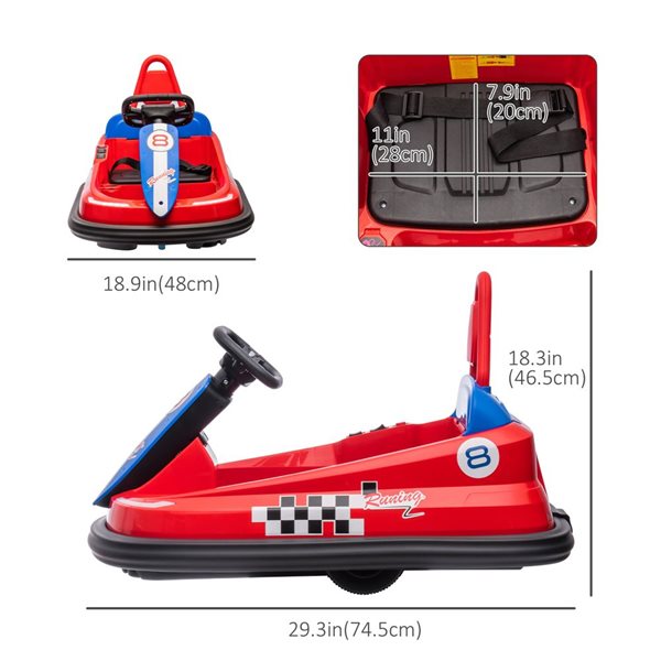 Aosom Red 6V 360° Rotation Kid Electric Ride on Car with Music