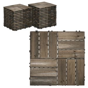 Outsunny 12-in x 12-in 27-Pack Charcoal Gray Wood Interlocking Deck Tiles