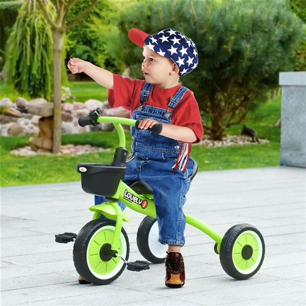 Tricycle pour enfants Qaba, 22,8 po, vert