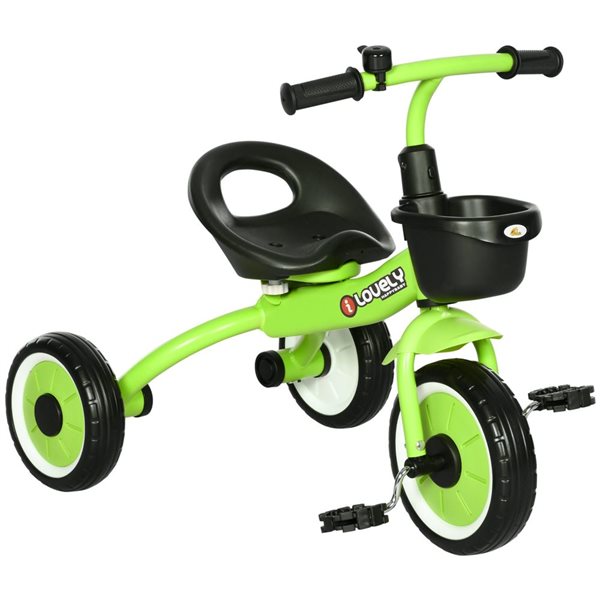 Qaba Green Toddler Bike With Adjustable Seat With Basket And Bell Rona