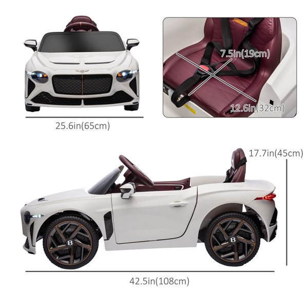 Aosom White 12V Electric Ride on Car with Butterfly Doors