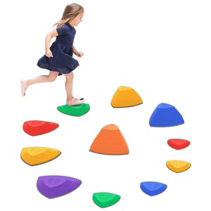 Outsunny 11-Piece Indoor and Outdoor Kid Anti-slip Stepping Stones Obstacle Courses