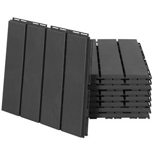 Outsunny 12-in x 12-in 9-Pack Black Interlocking Composite Deck Tile