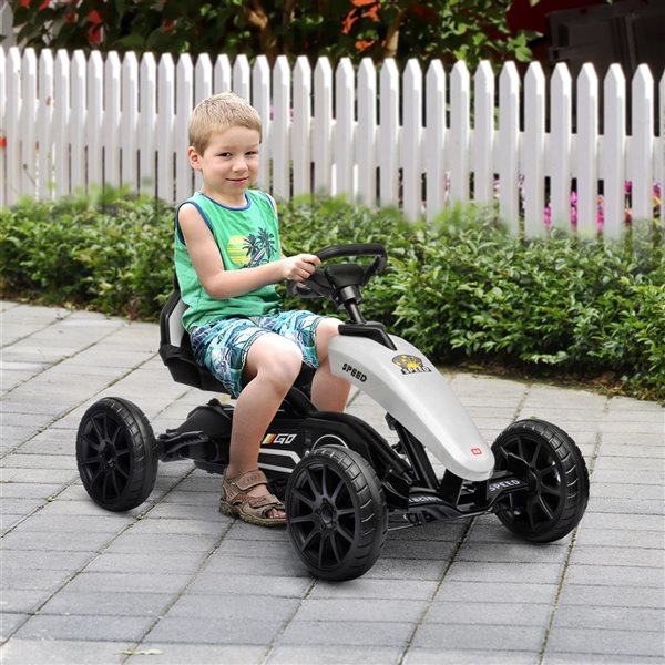 Voiture à pédales pour enfant par Aosom, 4 roues, blanc