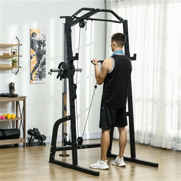 Souzier 15-Level Squat Rack Power Cage with Pulley System