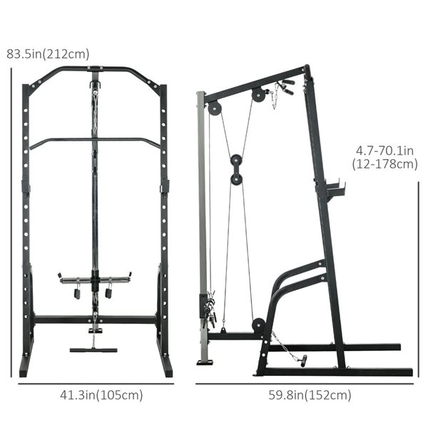 Souzier 15-Level Squat Rack Power Cage with Pulley System