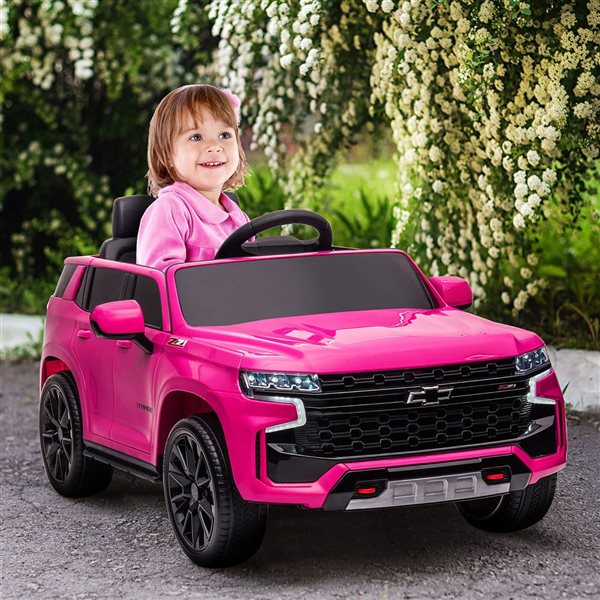 Aosom Pink 12V 3 Speeds White Licensed Chevrolet TAHOE Ride On Car with Remote Control