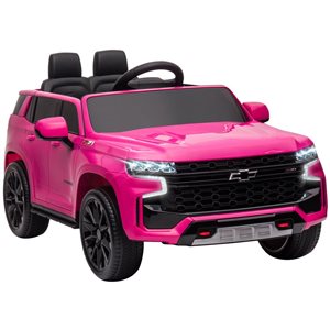 Aosom Pink 12V 3 Speeds White Licensed Chevrolet TAHOE Ride On Car with Remote Control