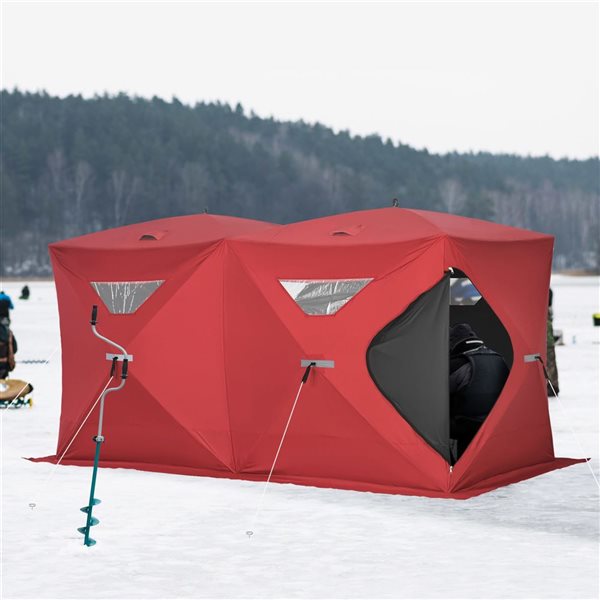 Outsunny Red 5-8 Person Pop-up Ice Shelter AB1-002RD